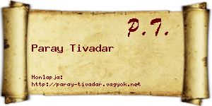 Paray Tivadar névjegykártya
